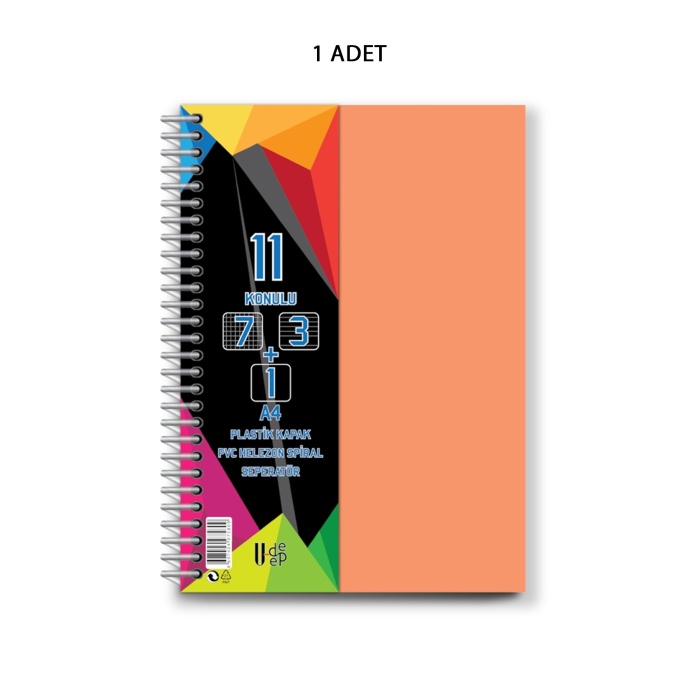 Spiralli PP Kapak 7+3+1 275 Yaprak 11 Ayraçlı Defter