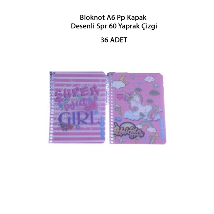 Bloknot A6 Pp Kapak Desenli Spr 60 Yaprak Çizgi