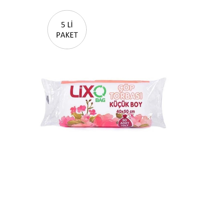 Küçük Boy Çöp Torbası 40 x 50 cm 30 Lu Rulo x 5 Paket = 150 Adet (Şeffaf)