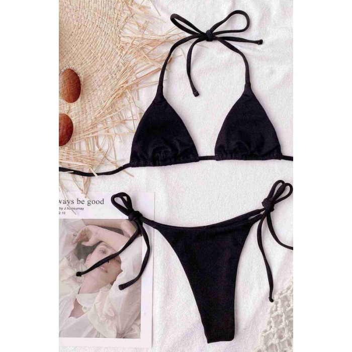 Angelsin Bağlamalı Bikini Altı Siyah - Ms41629-siyah