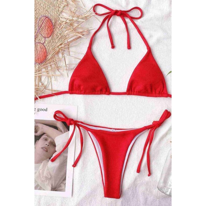 Angelsin Bağlamalı Bikini Altı Kırmızı - Ms41629-kırmızı