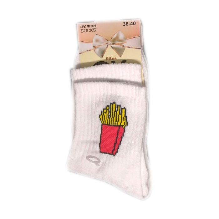 Kolej Kız Patates Cips Desenli Çorap