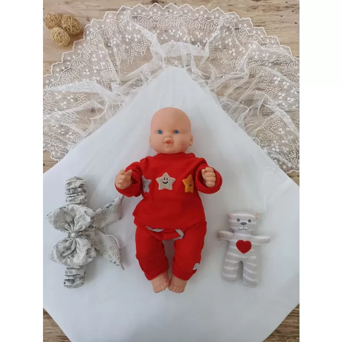 Yenidoğan Gül Sedefli Duvaklı Taş Fiyonk Erkek Bebek Kumru Kundak Bebek Battaniyesi Lacivert