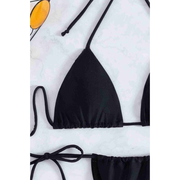 Angelsin Brezilya Model Bağlamalı Bikini Altı Siyah Ms41659
