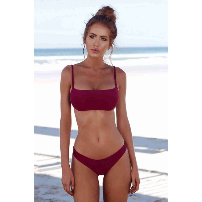 Angelsin Şık Bikini Takım Bordo Ms4254