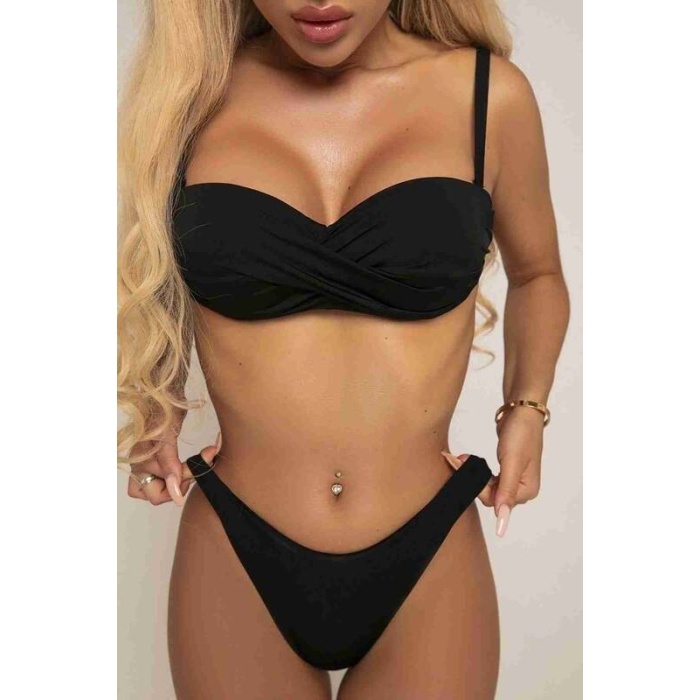 Angelsin Brezilyan Şık Bikini Takım Siyah Ms4360