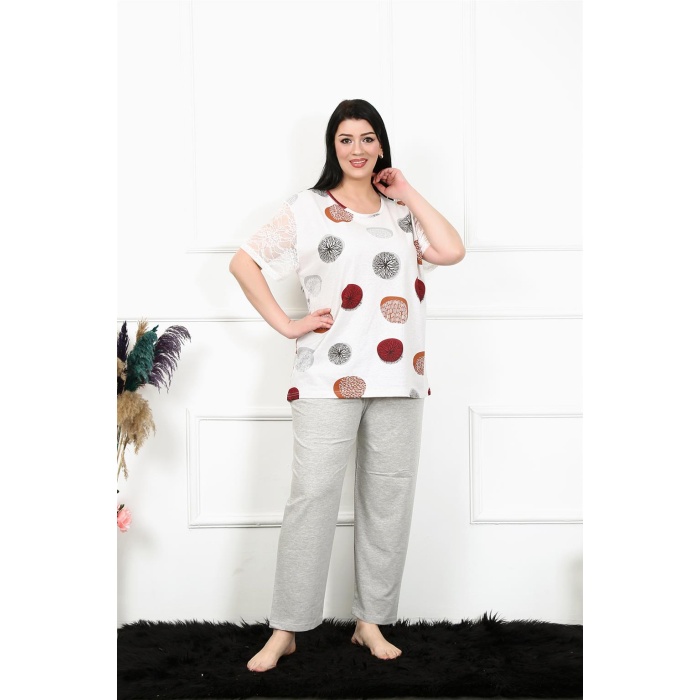 Beruflic Kadın 5xl-6xl-7xl-8xl Büyük Beden Kısa Kol Pijama Takım 75002