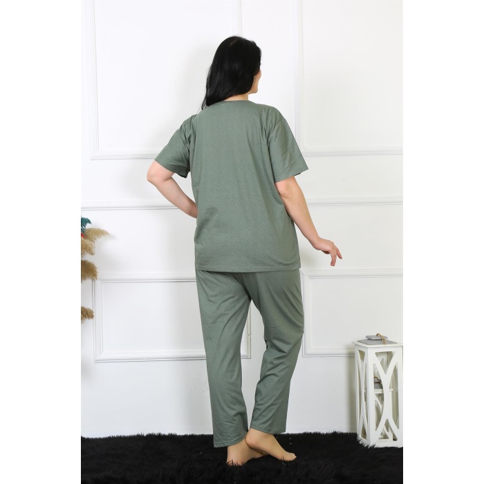 Beruflic Kadın 5xl-6xl-7xl-8xl Büyük Beden Yeşil Kısa Kol Pijama Takım 75012