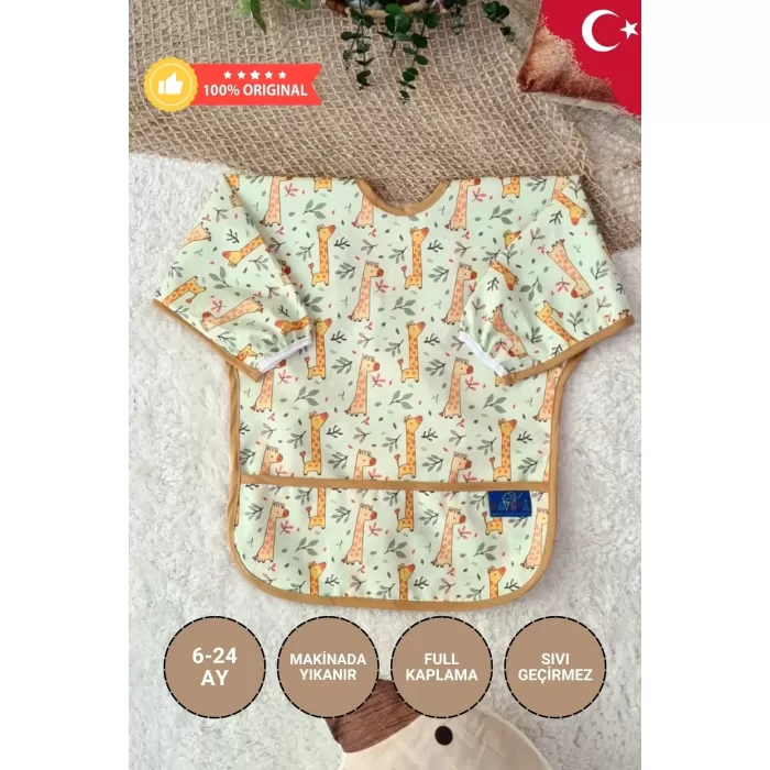 Forest Desenli Sıvı Geçirmez Unisex Aktivite Ve Mama Önlüğü 6-24 Ay