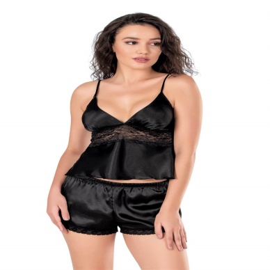 Beruflic  Siyah Saten Babydoll Şort Takımı