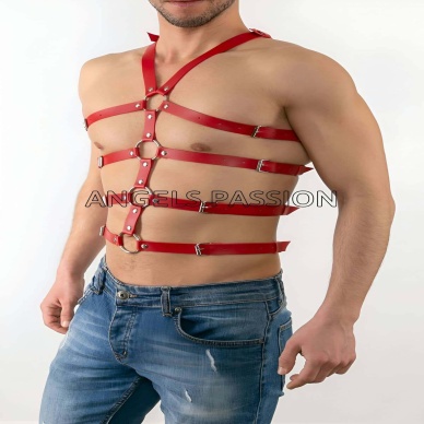 Seksi Erkek Body Harness, Deri Erkek Body Harness - Brfm54