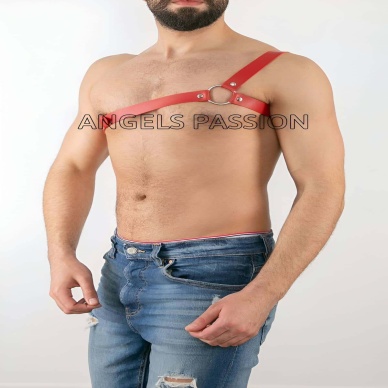 Tek Omuz Seksi Deri Erkek Harness - Brfm3