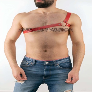 Tek Omuz Seksi Deri Erkek Harness - Brfm3