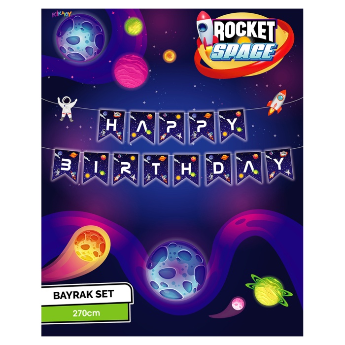 Rocket Space Happy Birthday Harf Afiş