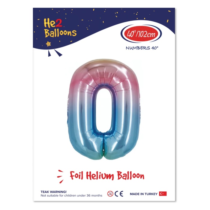 0 Rakam Rainbow Folyo Balon 40