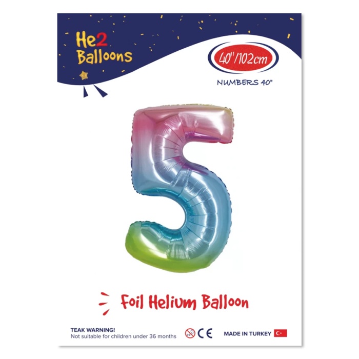 5 Rakam Rainbow Folyo Balon 40