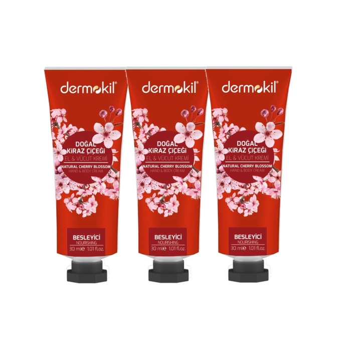 Dermokil 3 lü Kiraz Çiçeği El ve Vücut Kremi (30 ml x 3 adet)