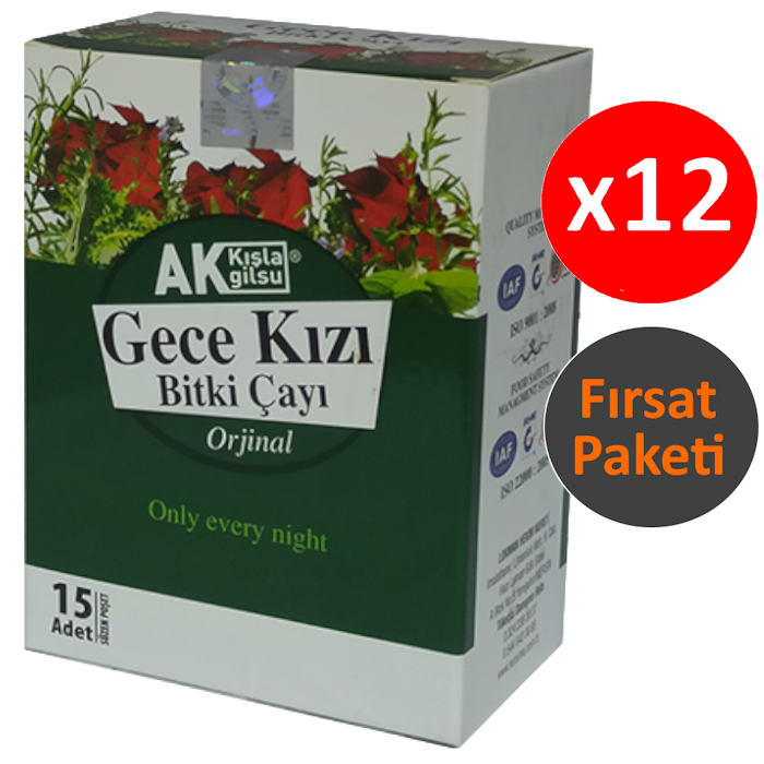 Akkışla Gece Kızı Bitki Çayı 15 li Süzen Poşet (12 adet x 15 Süzen Poşet)