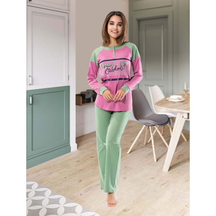 Derya Kurşun Uzun Kol Kadın Pijama Takım 1120