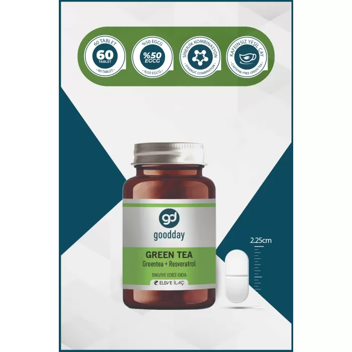 GOODDAY GREEN TEA + RESVERATROL 60 TABLET TAKVİYE EDİCİ GIDA