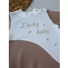 Lucky Baby Nakışlı Es Çizgi Boy Şapkalı Erkek Bebek Tulumu Kahverengi