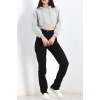 Şardonlu Owersize Crop Sweat Gri1