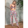 Floral Desenli Bralet Sütyenli Saten Pijama Sabahlık Takımı 5627