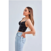 Baskılı Soft Lycralı Crop Top Balenli Push Up