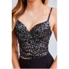 Leopar Baskılı Crop Top Balenli