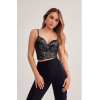 Leopar Baskılı Crop Top Balenli