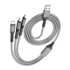 3IN1 GÜMÜŞ 1.2 METRE (MICRO USB - LIGHTNING - TYPE C) TELEFON ŞARJ KABLOSU (4172)