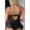 SİA Siyah Dantelli Etekli Babydoll Takım 16511