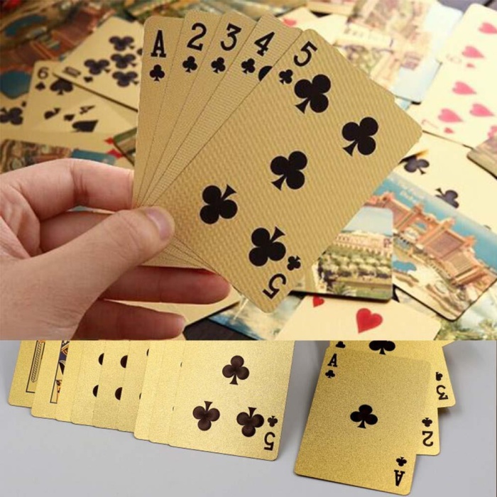 Altın Poker Pvc 52 İskambil Kağıdı Pişti Kağıdı Altın Gold