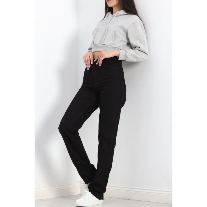 Şardonlu Owersize Crop Sweat Gri1