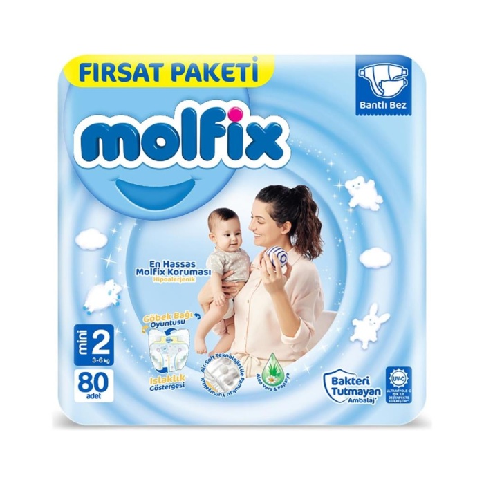 Nessiworld Molfix Bebek Bezi Fırsat Paketi 2 Beden 3-6 Kg 80 Adet