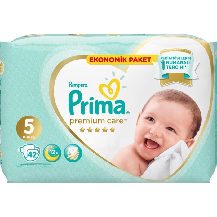 Nessiworld Prima Premium Care Bebek Bezi Ekonomik Paket 5 Beden 42 Adet