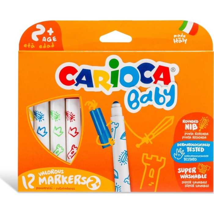 Nessiworld Carioca Jumbo Bebek Süper Yıkanabilir Keçeli Boya Kalemi 12Li