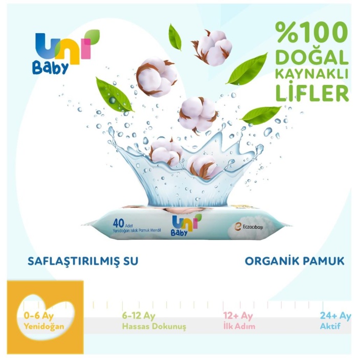 Nessiworld Uni Baby Yenidoğan Islak Havlu Mendil 3Lü 120 Yaprak