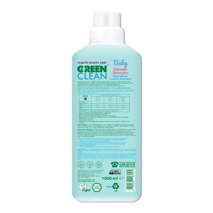 Nessiworld Green Clean Baby Bitkisel Çamaşır Deterjanı 1000 ml (20 Yıkama)