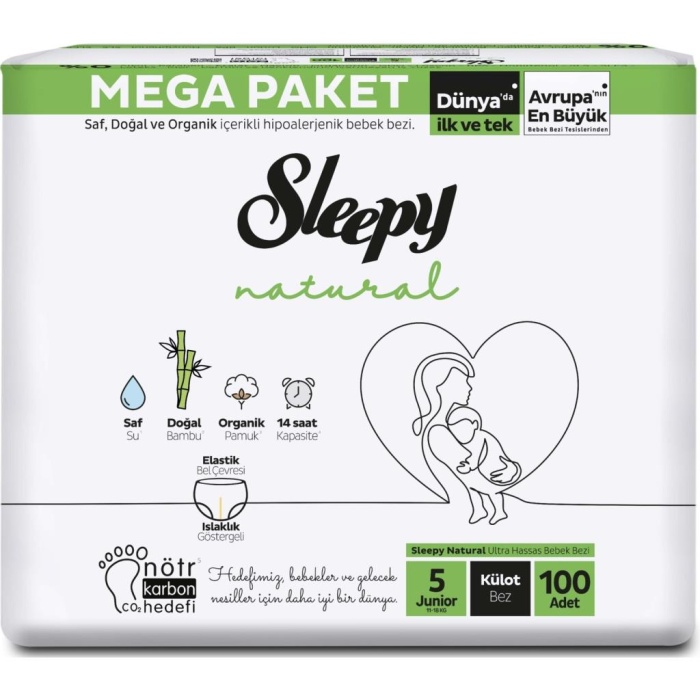 Sleepy Natural Külot Bez Mega Paket 5 Beden 11-18 Kg 100 Adet