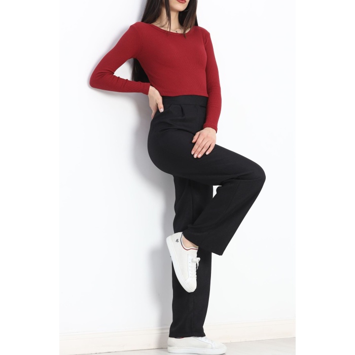 Kaşkorse Bisiklet Yaka Crop Body Bordo