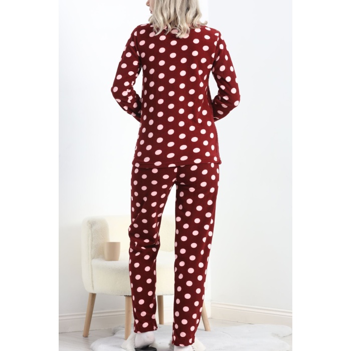 Polar Pijama Takımı Bordo1