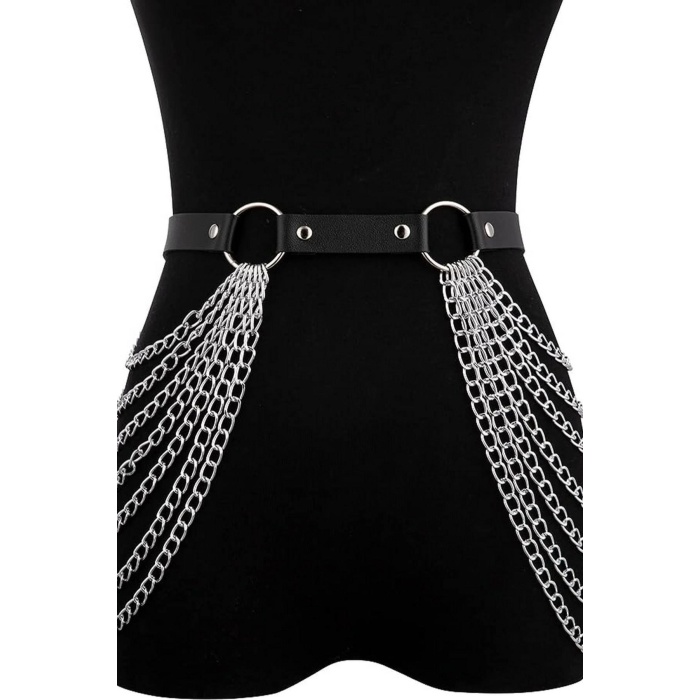 Zincirli Deri Harness Sexi Takım Kostüm 800396