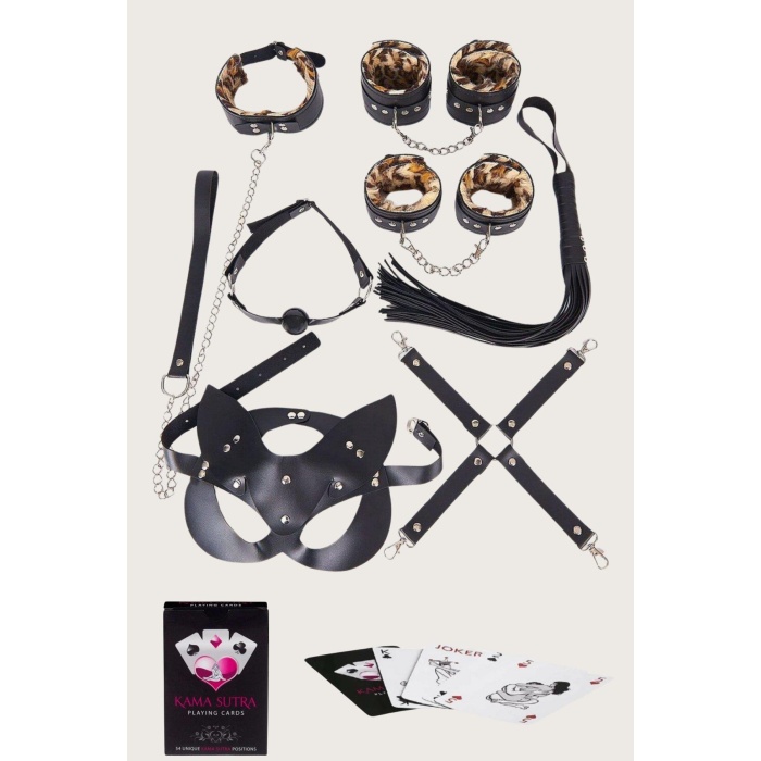 Beruflic Sexy Görselli Oyun Kartı Kama Sutra 7li Leopar Harness Set