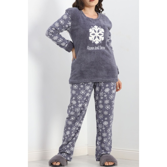 Battal Polar Pijama Takımı Füme