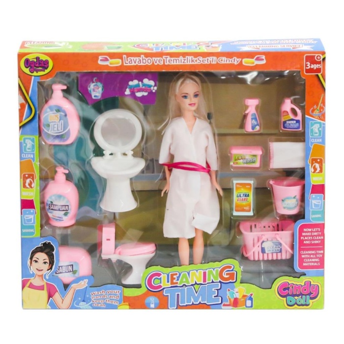 Nessiworld 02452 Cindy Doll Bebek Lavabo ve Temizlik Seti  -Oydaş Oyuncak