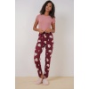 4323 Desenli Pijama Altı - Bordo