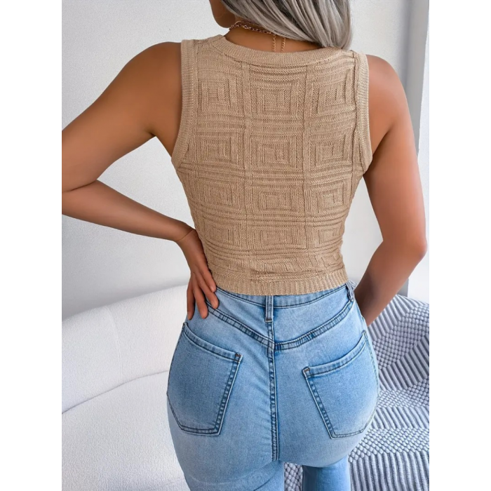 Kadın Askılı Bisiklet Yaka Güpüs Dekolteli Triko Crop Bluz