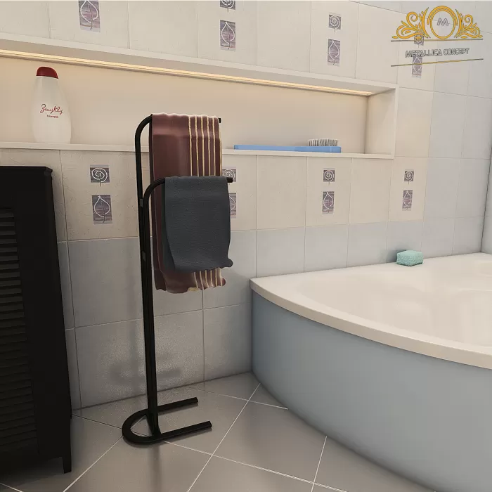 Retro Dik Havluluk Banyo Düzenleyici Siyah