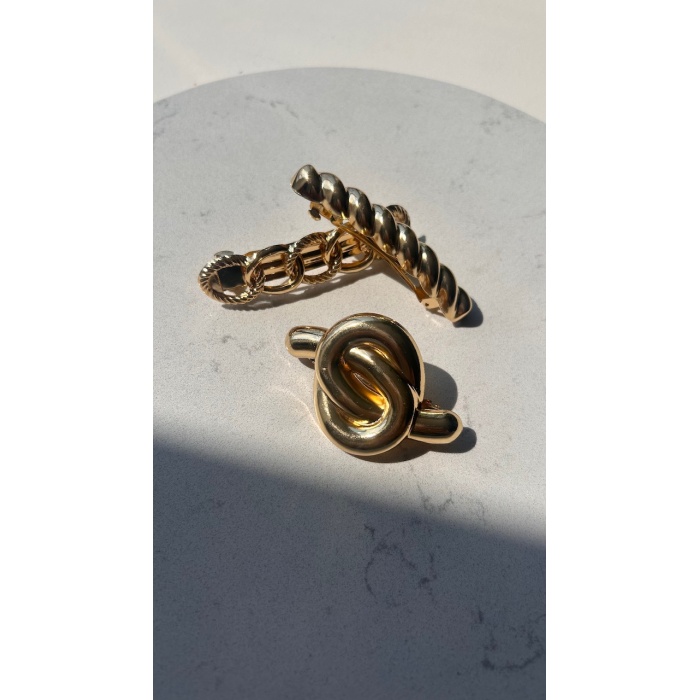 Metal düğüm toka 3 lü paket gold